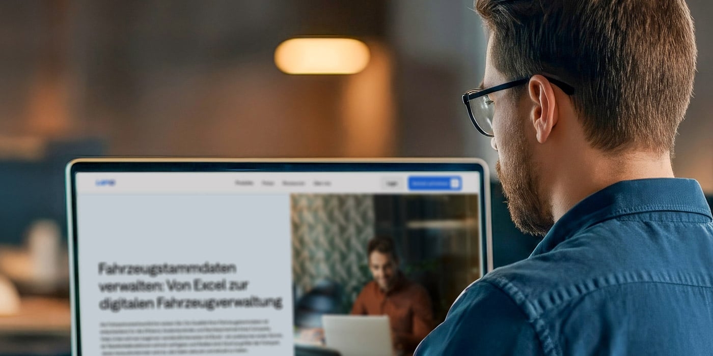 Ein Mann vor einem Computer mit dem geöffneten LapID Blog auf dem Bildschirm